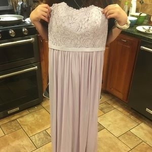 David’s Bridal lace dress in iris